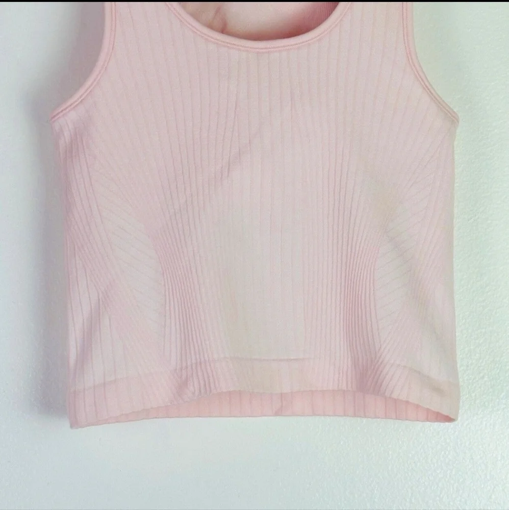 New Lululemon Ebb to Street Cropped Tank Top Rib Map Strawberry Milkshake Sz 4 - Picture 7 of 10